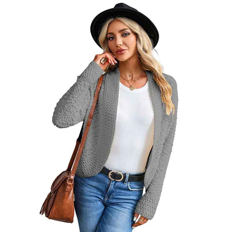 Simple Solid Color Outerwear Knitwear For Women - Image 6