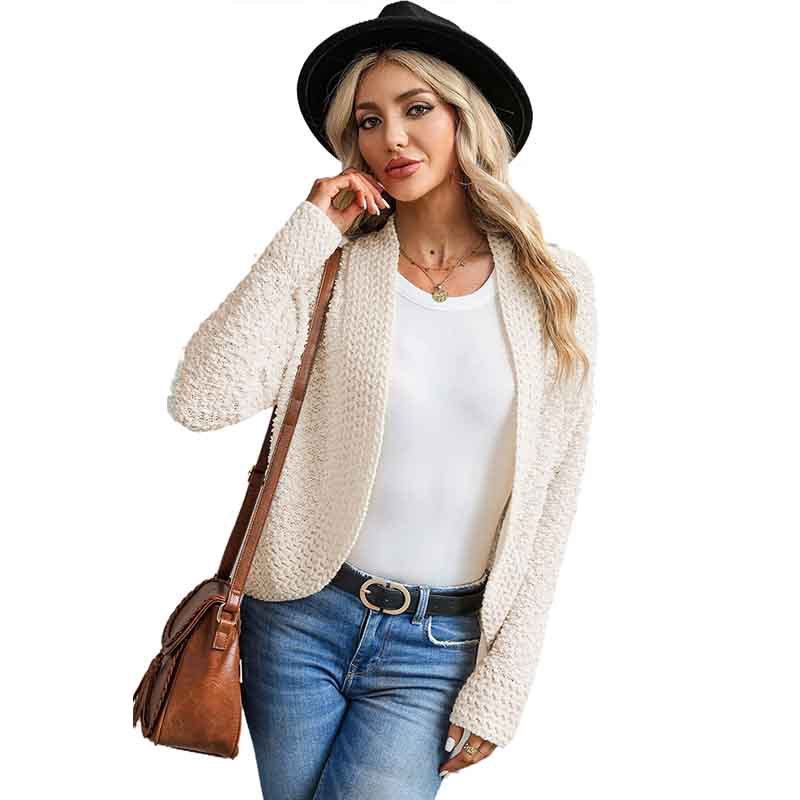 Simple Solid Color Outerwear Knitwear For Women - Image 3