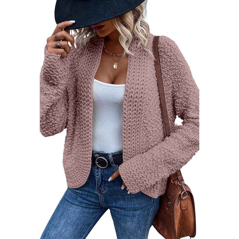 Simple Solid Color Outerwear Knitwear For Women - Image 8