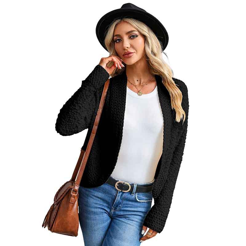 Simple Solid Color Outerwear Knitwear For Women - Image 2