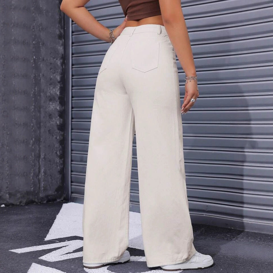 Solid-color High-waisted Chic Casual Pants - Image 3