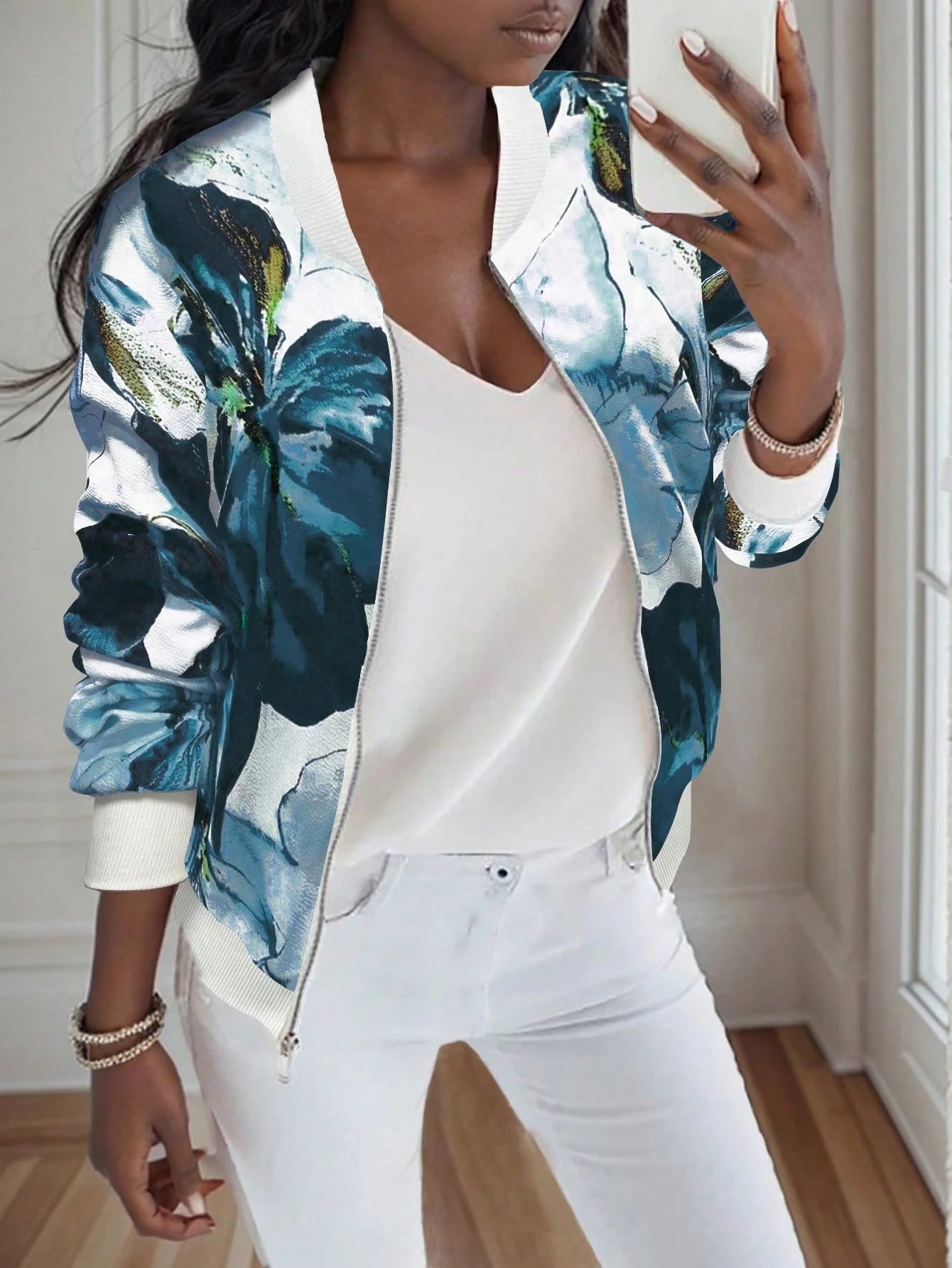 Printed Jacket Women Zipper All-matching Jacket Tops Women - Image 6