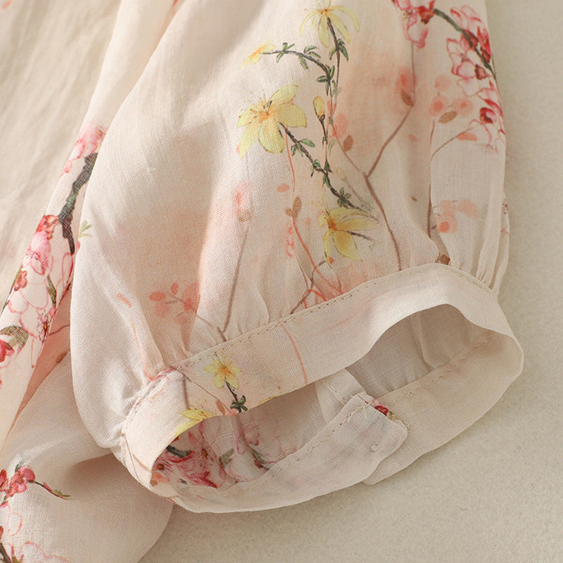 Real Shot Summer New Artistic Vintage Cotton And Linen Tops - Image 4